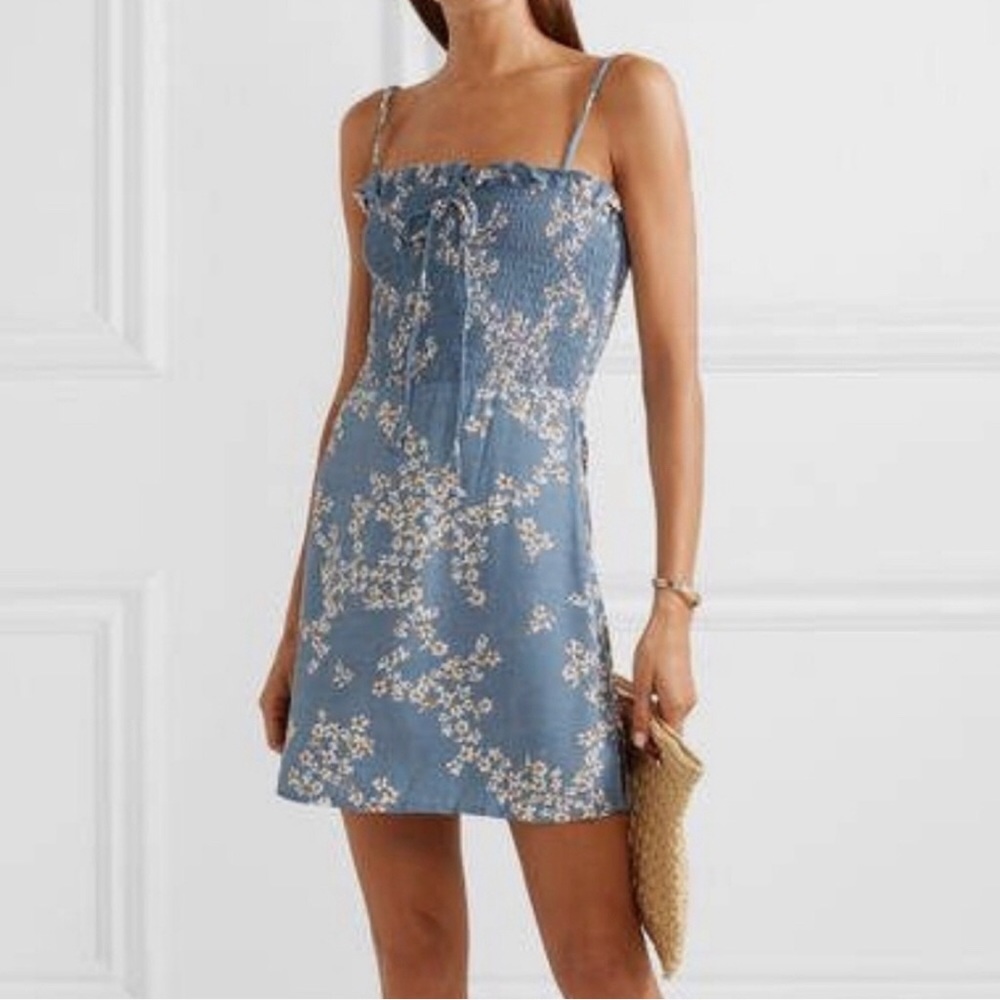 FAITHFUL THE BRAND MARNI SMOCKED MINI DRESS VOILE